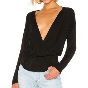Michael Lauren Seth Wrap Top in Black Size Small